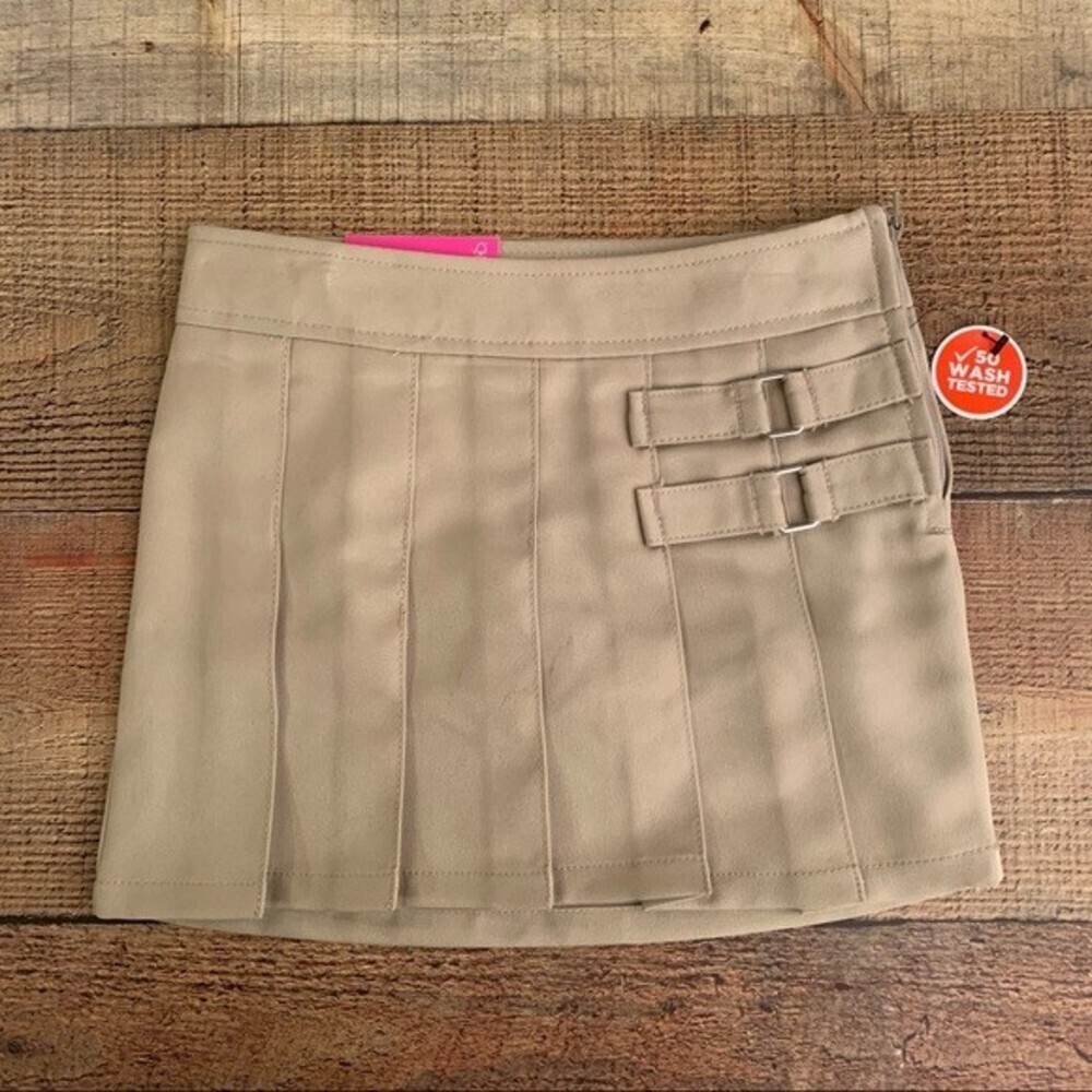 French toast tan girls school uniform adjustable waist skirt with shorts skort